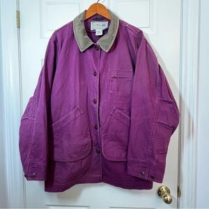 L.L. Bean Purple Canvas Barn Jacket with Corduroy Collar Size XL